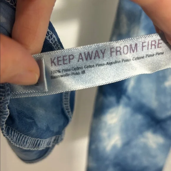 Anthropologie Pima Cotton Blue Tie Dye Mock Neck Top size Small - Picture 4 of 7